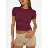 imageTrendy Queen Womens Basic T Shirts Summer Tops 2025 Short Sleeve Crop Tops Slim Fit Gym Workout Y2k ClothesBurgundy