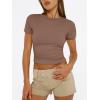 imageTrendy Queen Womens Basic T Shirts Summer Tops 2025 Short Sleeve Crop Tops Slim Fit Gym Workout Y2k ClothesCoffee