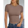 imageTrendy Queen Womens Basic T Shirts Summer Tops 2025 Short Sleeve Crop Tops Slim Fit Gym Workout Y2k ClothesCoffee Grey