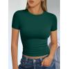 imageTrendy Queen Womens Basic T Shirts Summer Tops 2025 Short Sleeve Crop Tops Slim Fit Gym Workout Y2k ClothesDark Green