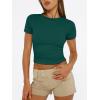 imageTrendy Queen Womens Basic T Shirts Summer Tops 2025 Short Sleeve Crop Tops Slim Fit Gym Workout Y2k ClothesDark Green
