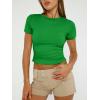 imageTrendy Queen Womens Basic T Shirts Summer Tops 2025 Short Sleeve Crop Tops Slim Fit Gym Workout Y2k ClothesGreen