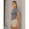 imageTrendy Queen Womens Basic T Shirts Summer Tops 2025 Short Sleeve Crop Tops Slim Fit Gym Workout Y2k ClothesGrey02