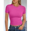 imageTrendy Queen Womens Basic T Shirts Summer Tops 2025 Short Sleeve Crop Tops Slim Fit Gym Workout Y2k ClothesHot Pink