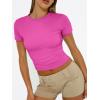 imageTrendy Queen Womens Basic T Shirts Summer Tops 2025 Short Sleeve Crop Tops Slim Fit Gym Workout Y2k ClothesHot Pink