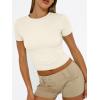 imageTrendy Queen Womens Basic T Shirts Summer Tops 2025 Short Sleeve Crop Tops Slim Fit Gym Workout Y2k ClothesLight Apricot