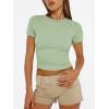 imageTrendy Queen Womens Basic T Shirts Summer Tops 2025 Short Sleeve Crop Tops Slim Fit Gym Workout Y2k ClothesLight Green