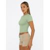 imageTrendy Queen Womens Basic T Shirts Summer Tops 2025 Short Sleeve Crop Tops Slim Fit Gym Workout Y2k ClothesLight Green