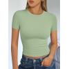 imageTrendy Queen Womens Basic T Shirts Summer Tops 2025 Short Sleeve Crop Tops Slim Fit Gym Workout Y2k ClothesLight Green
