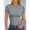 imageTrendy Queen Womens Basic T Shirts Summer Tops 2025 Short Sleeve Crop Tops Slim Fit Gym Workout Y2k ClothesLight Grey