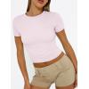 imageTrendy Queen Womens Basic T Shirts Summer Tops 2025 Short Sleeve Crop Tops Slim Fit Gym Workout Y2k ClothesLight Pink