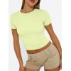imageTrendy Queen Womens Basic T Shirts Summer Tops 2025 Short Sleeve Crop Tops Slim Fit Gym Workout Y2k ClothesLime Green