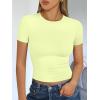 imageTrendy Queen Womens Basic T Shirts Summer Tops 2025 Short Sleeve Crop Tops Slim Fit Gym Workout Y2k ClothesLime Green