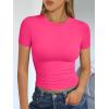 imageTrendy Queen Womens Basic T Shirts Summer Tops 2025 Short Sleeve Crop Tops Slim Fit Gym Workout Y2k ClothesNeon Pink