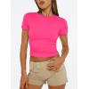 imageTrendy Queen Womens Basic T Shirts Summer Tops 2025 Short Sleeve Crop Tops Slim Fit Gym Workout Y2k ClothesNeon Pink