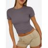 imageTrendy Queen Womens Basic T Shirts Summer Tops 2025 Short Sleeve Crop Tops Slim Fit Gym Workout Y2k ClothesNutmeg