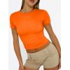 imageTrendy Queen Womens Basic T Shirts Summer Tops 2025 Short Sleeve Crop Tops Slim Fit Gym Workout Y2k ClothesOrange