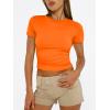 imageTrendy Queen Womens Basic T Shirts Summer Tops 2025 Short Sleeve Crop Tops Slim Fit Gym Workout Y2k ClothesOrange