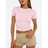 imageTrendy Queen Womens Basic T Shirts Summer Tops 2025 Short Sleeve Crop Tops Slim Fit Gym Workout Y2k ClothesPink