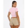 imageTrendy Queen Womens Basic T Shirts Summer Tops 2025 Short Sleeve Crop Tops Slim Fit Gym Workout Y2k ClothesPink