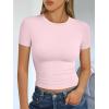 imageTrendy Queen Womens Basic T Shirts Summer Tops 2025 Short Sleeve Crop Tops Slim Fit Gym Workout Y2k ClothesPink