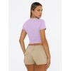 imageTrendy Queen Womens Basic T Shirts Summer Tops 2025 Short Sleeve Crop Tops Slim Fit Gym Workout Y2k ClothesPurple