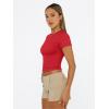 imageTrendy Queen Womens Basic T Shirts Summer Tops 2025 Short Sleeve Crop Tops Slim Fit Gym Workout Y2k ClothesRed