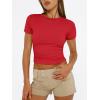 imageTrendy Queen Womens Basic T Shirts Summer Tops 2025 Short Sleeve Crop Tops Slim Fit Gym Workout Y2k ClothesRed