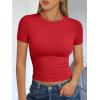 imageTrendy Queen Womens Basic T Shirts Summer Tops 2025 Short Sleeve Crop Tops Slim Fit Gym Workout Y2k ClothesRed