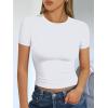 imageTrendy Queen Womens Basic T Shirts Summer Tops 2025 Short Sleeve Crop Tops Slim Fit Gym Workout Y2k ClothesWhite