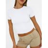 imageTrendy Queen Womens Basic T Shirts Summer Tops 2025 Short Sleeve Crop Tops Slim Fit Gym Workout Y2k ClothesWhite