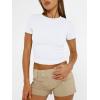 imageTrendy Queen Womens Basic T Shirts Summer Tops 2025 Short Sleeve Crop Tops Slim Fit Gym Workout Y2k ClothesWhite