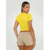imageTrendy Queen Womens Basic T Shirts Summer Tops 2025 Short Sleeve Crop Tops Slim Fit Gym Workout Y2k ClothesYellow