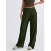 imageTrendy Queen Womens Business Casual Pants Barrel Sweatpants Wide Leg Comfy Lounge Pants Baggy Flowy Ribbed Fall OutfitsArmygreen