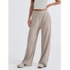 imageTrendy Queen Womens Business Casual Pants Barrel Sweatpants Wide Leg Comfy Lounge Pants Baggy Flowy Ribbed Fall OutfitsKhaki