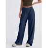 imageTrendy Queen Womens Business Casual Pants Barrel Sweatpants Wide Leg Comfy Lounge Pants Baggy Flowy Ribbed Fall OutfitsNavy