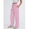 imageTrendy Queen Womens Business Casual Pants Barrel Sweatpants Wide Leg Comfy Lounge Pants Baggy Flowy Ribbed Fall OutfitsPink