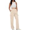 imageTrendy Queen Womens Cargo Sweatpants Wide Leg Baggy Fleece High Waisted Sweats Pants Winter Clothes with PocketsApricot