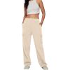 imageTrendy Queen Womens Cargo Sweatpants Wide Leg Baggy Fleece High Waisted Sweats Pants Winter Clothes with PocketsApricot