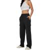 imageTrendy Queen Womens Cargo Sweatpants Wide Leg Baggy Fleece High Waisted Sweats Pants Winter Clothes with PocketsBlack