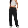 imageTrendy Queen Womens Cargo Sweatpants Wide Leg Baggy Fleece High Waisted Sweats Pants Winter Clothes with PocketsBlack