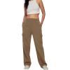 imageTrendy Queen Womens Cargo Sweatpants Wide Leg Baggy Fleece High Waisted Sweats Pants Winter Clothes with PocketsCoffee