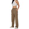 imageTrendy Queen Womens Cargo Sweatpants Wide Leg Baggy Fleece High Waisted Sweats Pants Winter Clothes with PocketsCoffee