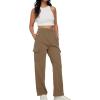 imageTrendy Queen Womens Cargo Sweatpants Wide Leg Baggy Fleece High Waisted Sweats Pants Winter Clothes with PocketsCoffee