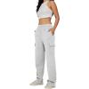 imageTrendy Queen Womens Cargo Sweatpants Wide Leg Baggy Fleece High Waisted Sweats Pants Winter Clothes with PocketsGrey