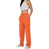 imageTrendy Queen Womens Cargo Sweatpants Wide Leg Baggy Fleece High Waisted Sweats Pants Winter Clothes with PocketsOrange