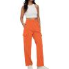 imageTrendy Queen Womens Cargo Sweatpants Wide Leg Baggy Fleece High Waisted Sweats Pants Winter Clothes with PocketsOrange
