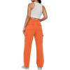 imageTrendy Queen Womens Cargo Sweatpants Wide Leg Baggy Fleece High Waisted Sweats Pants Winter Clothes with PocketsOrange