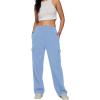 imageTrendy Queen Womens Cargo Sweatpants Wide Leg Baggy Fleece High Waisted Sweats Pants Winter Clothes with PocketsSkyblue