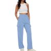 imageTrendy Queen Womens Cargo Sweatpants Wide Leg Baggy Fleece High Waisted Sweats Pants Winter Clothes with PocketsSkyblue
